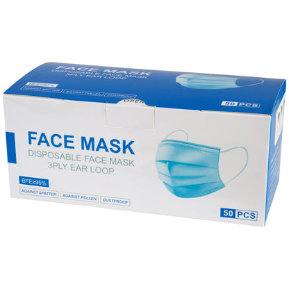 3-Ply Disposable Face Mask - Box of 50