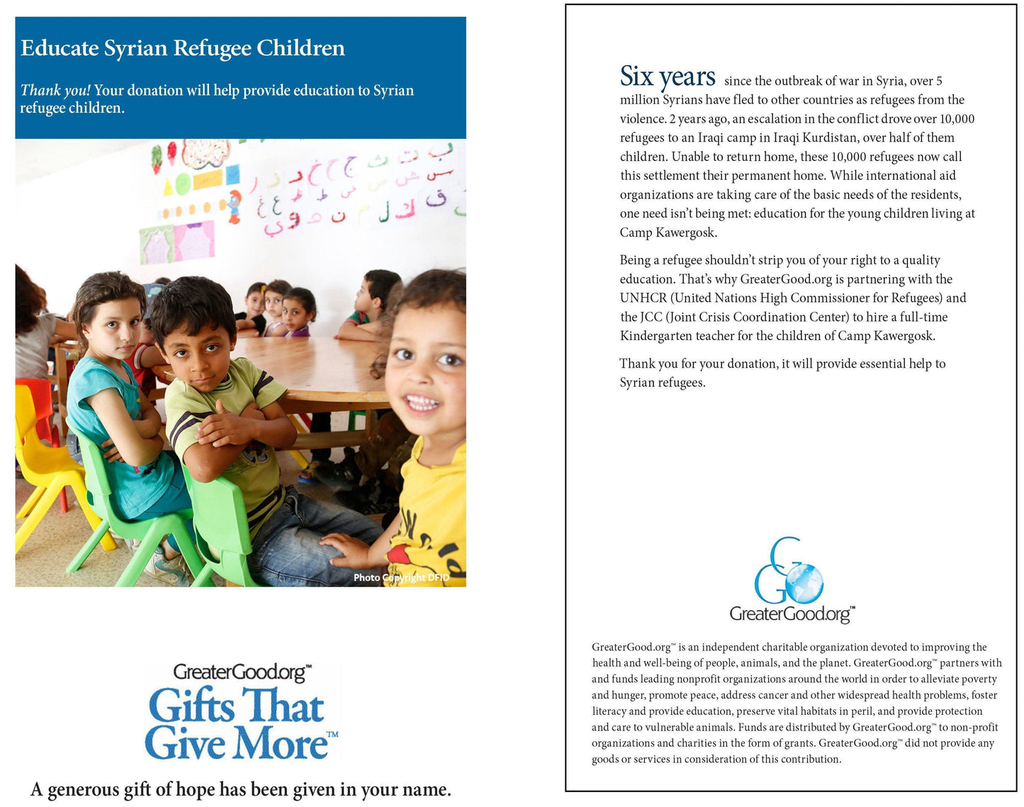 Donation - Educate Syrian Refugee Children