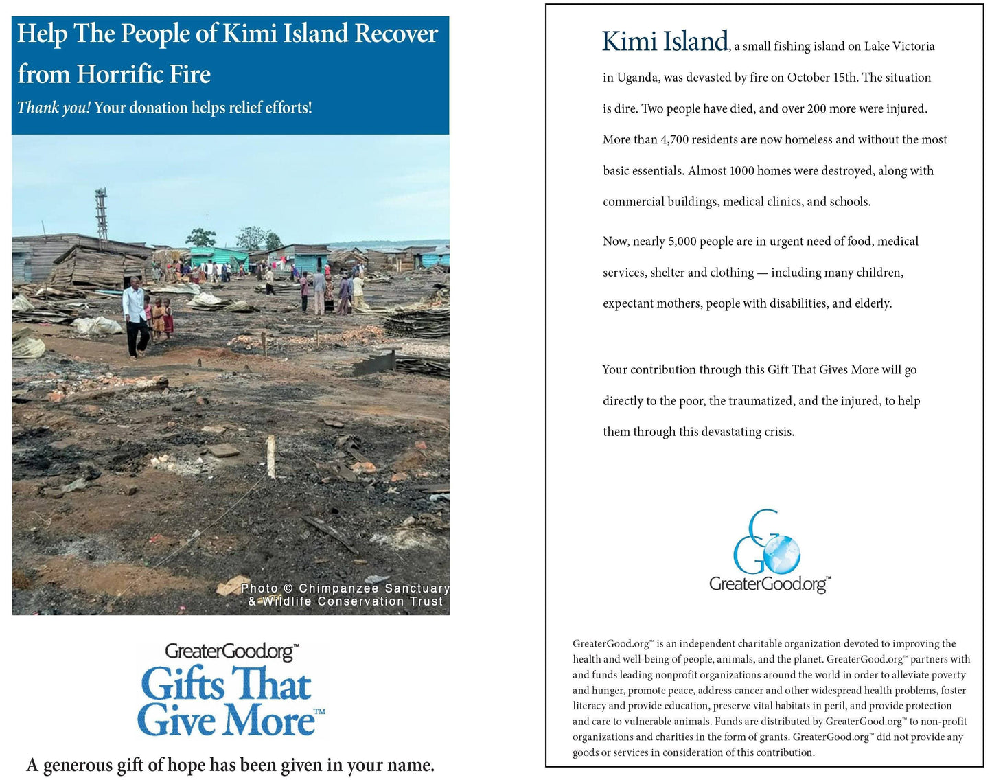 Donation - Urgent: Help Kimi Island Recover From Horrific Fire